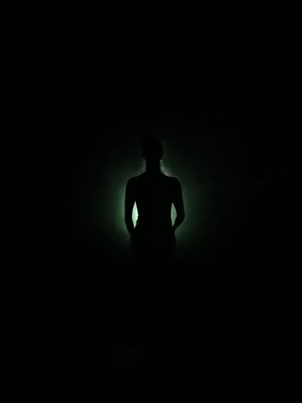 Photo d'une comédienne de dos à peine visible